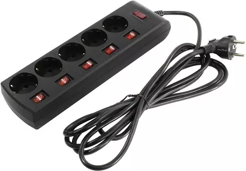 Сетевой фильтр SVEN SF-05PL, 5-розеток, 3 м, черный (SV-015169)