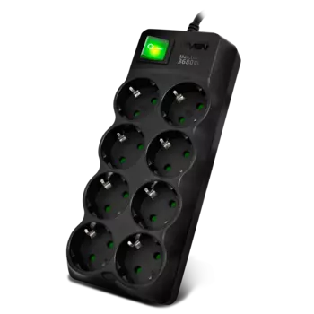 Сетевой фильтр SVEN SF-08E-16, 8-розеток, 1.8 м, черный (SV-021603)