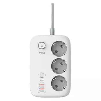 Сетевой фильтр TFN POWER 1, 3-розетки, 2xUSB, 2xUSB Type-C, 2 м, белый (TFN-POWER1WH)