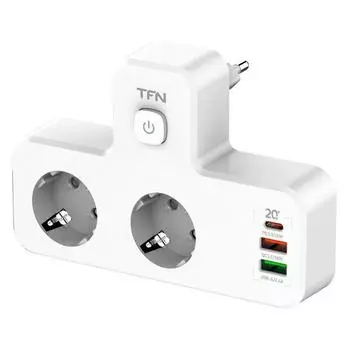 Сетевой фильтр TFN POWER 5, 2-розетки, 2xUSB, 1xUSB Type-C, белый (TFN-POWER5WH)