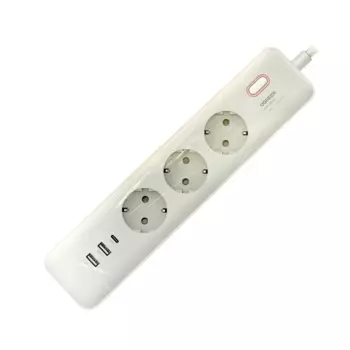 Сетевой фильтр UGREEN CD286, 3-розетки, 2xUSB, 1xUSB Type-C, 2 м, белый (25357)