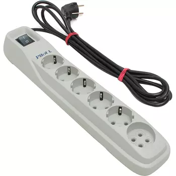 Сетевой фильтр ZIS Pilot L, 6-розеток, 3 м, светло серый