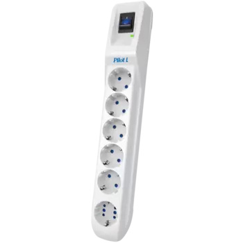 Сетевой фильтр ZIS Pilot L GP, 6-розеток, 1.8 м, светло серый (171)