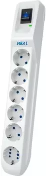 Сетевой фильтр ZIS Pilot L GP, 6-розеток, 10 м, белый (175)