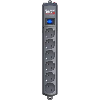 Сетевой фильтр ZIS Pilot S, 6-розеток, 10 м, графит (Pilot S10M Graphite)