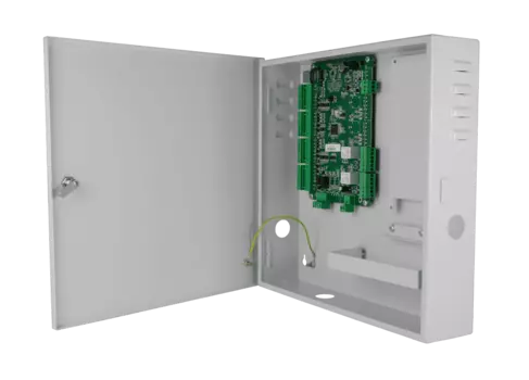 Сетевой контроллер доступа TRASSIR TR-C241B, на 2 двери в металлическом корпусе с возможностью подключения до 4х считывателей, серебристый/зеленый (TR-C241B)