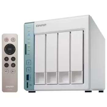 Сетевой накопитель (NAS) QNAP D4 Pro, слоты 4x2.5"/3.5" SATA3, RAID 0/1/5/6/10/JBOD, 2x1 Гбит/с, HDMI, 3xUSB 3.0, Intel Celeron N3060/2x1.6GHz, DDR3L 1Gb, (D4 Pro)