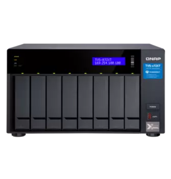 Сетевой накопитель (NAS) QNAP TVS-872XT-i5-16G, слоты 8x2.5"/3.5" SATA 6Gb/s, 2x1 Гбит + 10 Гбит/с, HDMI, 5xUSB 3.0, Intel Core i5-8400T /6x1.7GHz, DDR4 16Gb, RAID 0/1/5/6/10, (TVS-872XT-i5-16G)