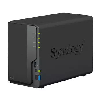 Сетевой накопитель (NAS) Synology DiskStation DS223, слоты 2x2.5"/3.5" SATA3, 1x1 Гбит/с, 3xUSB 3.X, Realtek RTD1619B/4x1.7 ГГц, DDR4 2Gb, 60W, (DS223)