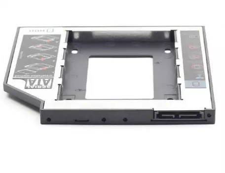 Салазки адаптер (шасси) Gembird MF-95-02, для установки 2.5" в SATA отсек оптического привода ноутбука 12.7 мм (Optibay)