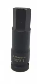 Шестигранная головка Jonnesway S05A4H19, глубокая, ударная, шестигранная, 19 мм, 1/2", HEX H19, высота 78 мм (S05A4H19)