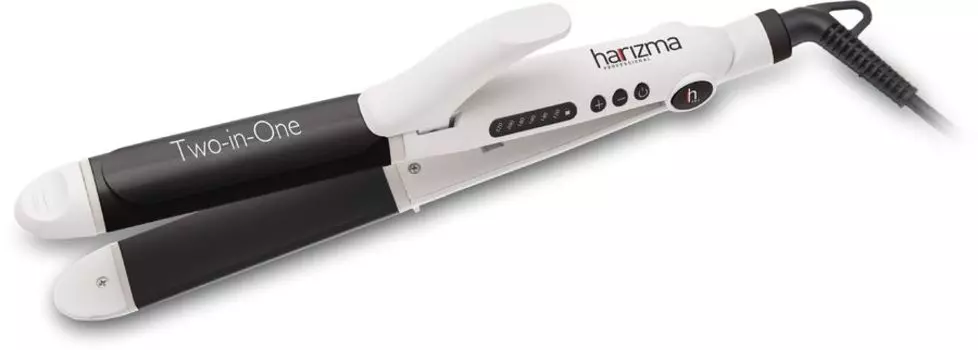 Щипцы Harizma Two-in-One, 220°C, 45Вт, керамико-турмалиновое покрытие, режимов: 6, петля для подвешивания, 3м, белый/черный