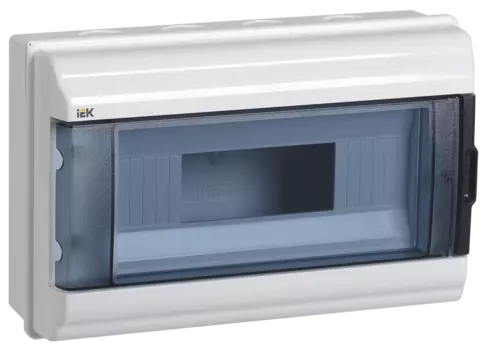 Щит распределительный КМПн-12, навесной, пластик, 1 ряд/12 модулей, прозрачная дверь, белый, IP 55 IEK (MKP72-N3-12-55)