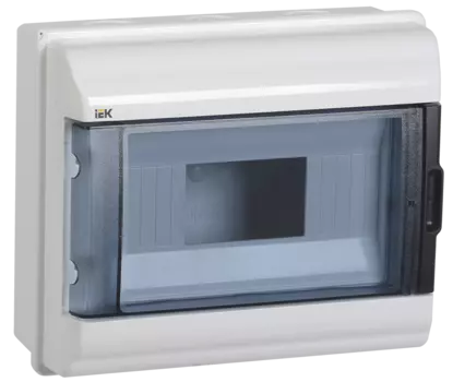 Щит распределительный КМПн-9, навесной, пластик, 1 ряд/9 модулей, прозрачная дверь, белый, IP55 IEK (MKP72-N3-09-55)