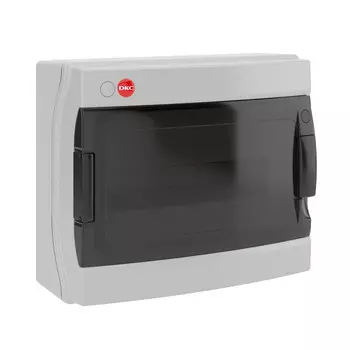 Щит распределительный, навесной, пластик, 1 ряд/12 модулей, прозрачная дверь, с клеммным блоком 63А, белый/черный, IP 65 DKC (RB12W6TGD)