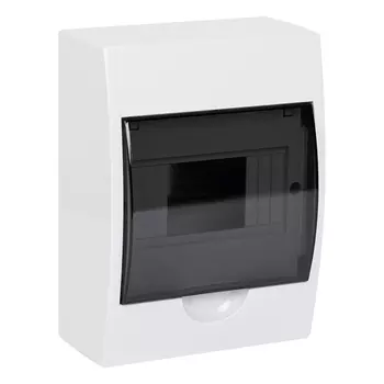 Щит распределительный, навесной, пластик, 1 ряд/6 модулей, прозрачная дверь, белый, IP 41, PROxima EKF (pb40-n-6)