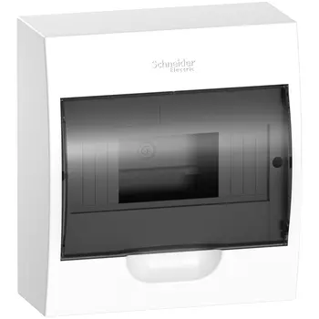 Щит распределительный, навесной, пластик, 1 ряд/8 модулей, прозрачная дверь, белый, IP 40, Easy9 Schneider Electric (EZ9E108S2SRU)