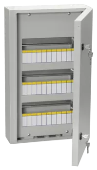 Щит распределительный ЩРн-36з-0, навесной, металл, 3 ряда/36 модулей, замок с ключом, серый, IP 54 IEK (MKM11-N-36-54-Z)
