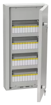 Щит распределительный ЩРН-48, навесной, металл, 4 ряда/48 модулей, замок с ключом, без клеммных колодок, серый, IP 54, TITAN 3 IEK (MKM11-N-48-54-Z)