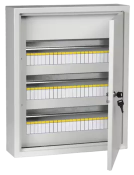 Щит распределительный ЩРн-54, навесной, металл, 3 ряда/54 модуля, замок с ключом, без клеммных колодок, серый, IP 31, TITAN 3 IEK (MKM14-N-54-31-Z)