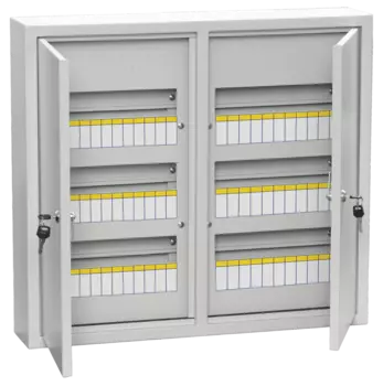 Щит распределительный ЩРн-72, навесной, металл, 3 ряда/72 модуля, замок с ключом, без клеммных колодок, серый, IP 31, TITAN 3 IEK (MKM14-N-72-31-Z)