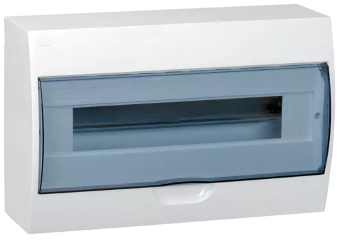 Щит распределительный ЩРН-П-18, навесной, пластик, 1 ряд/18 модулей, прозрачная дверь, белый, IP 41 IEK (MKP12-N-18-40-10)