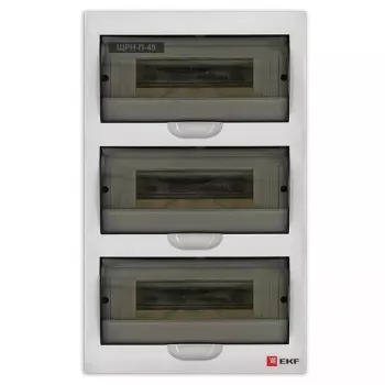 Щит распределительный ЩРН-П-36, навесной, пластик, 3 ряда/36 модулей, прозрачная дверь, белый, IP 41, PROxima EKF (pb40-n-36)