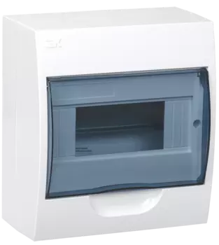 Щит распределительный ЩРН-П-8, навесной, пластик, 1 ряд/8 модулей, прозрачная дверь, белый, IP 41 IEK (MKP12-N-08-40-20)