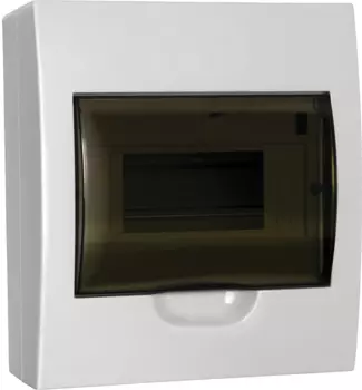 Щит распределительный ЩРН-П-8, навесной, пластик, 1 ряд/8 модулей, прозрачная дверь, белый, IP 41 IEK (MKP12-N-08-41-G)