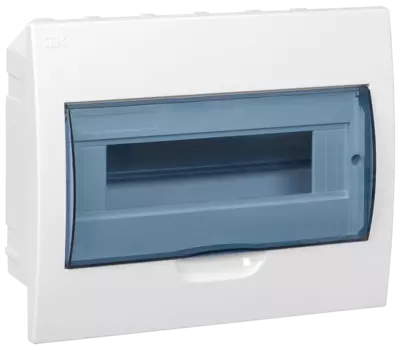 Щит распределительный ЩРВ-П-12, встраиваемый, пластик, 1 ряд/12 модулей, прозрачная дверь, белый, IP 41 IEK (MKP12-V-12-40-10)