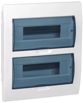 Щит распределительный ЩРВ-П-24, встраиваемый, пластик, 2 ряда/24 модуля, прозрачная дверь, белый, IP 41 IEK (MKP12-V-24-40-10)