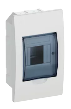 Щит распределительный ЩРВ-П-4, встраиваемый, пластик, 1 ряд/4 модуля, прозрачная дверь, белый, IP 41 IEK (MKP12-V-04-40-20)