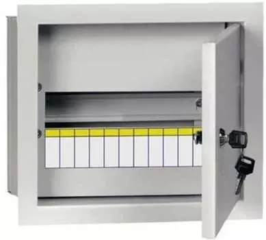 Щит распределительный ЩРв-12з-3 36 УХЛ3, встраиваемый, металл, 1 ряд/12 модулей, замок с ключом, серый, IP 31, TREND IEK (MKM14-V-12-30-T)