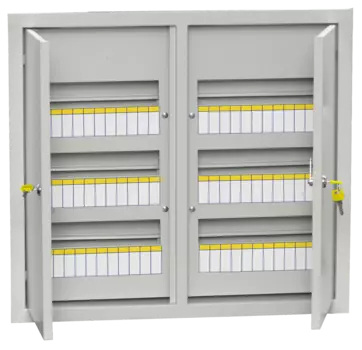 Щит распределительный ЩРв-72, встраиваемый, металл, 3 ряда/72 модуля, замок с ключом, без клеммных колодок, серый, IP 31, TITAN 3 IEK (MKM14-V-72-30-T)