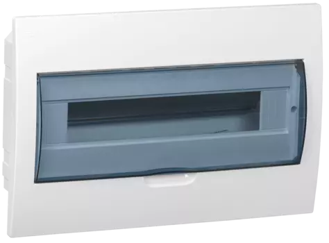 Щит распределительный ЩРв-П-18, встраиваемый, пластик, 1 ряд/18 модулей, прозрачная дверь, белый, IP 41 IEK (MKP12-V-18-40-10)