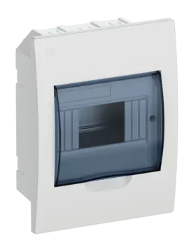 Щит распределительный ЩРв-П-6, встраиваемый, пластик, 1 ряд/6 модулей, прозрачная дверь, белый, IP 41 IEK (MKP12-V-06-40-20)