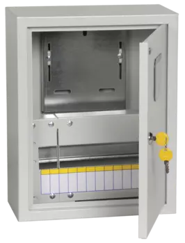 Щит распределительный ЩУРн-1/12, навесной, металл, 1 ряд/12 модулей, замок с ключом, без клеммных колодок, серый, IP 31, TITAN IEK (MKM25-N-12-31-ZO)