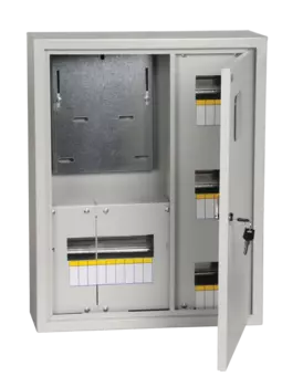 Щит учетно-распределительный IEK TITAN ЩУРн-3/18, навесной, 440x560x165мм, окно, замок, IP 31, серый (MKM32-N-18-31-ZO)