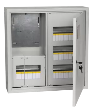 Щит учетно-распределительный IEK TITAN ЩУРн-3/36, навесной, 550x560x165мм, окно, замок, IP 31, серый (MKM32-N-36-31-ZO)