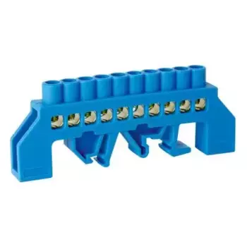 Шина ЭНЕРГИЯ TS-0609K 6х9 10 отв. в комбинированном DIN-изоляторе "стойка" син. (Е0503-0024)