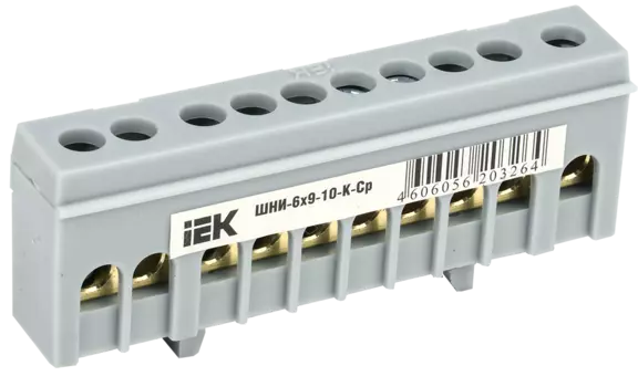 Шина соединительная IEK ШНИ-6х9-10-К-Ср, типа PIN, 1P, 100A, модулей 10 (YNN10-69-10KD-K02)