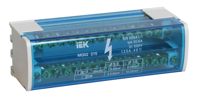 Шины на DIN-рейку в корпусе (кросс-модуль) ШНК 2х15 L+PEN IEK (YND10-2-15-125)