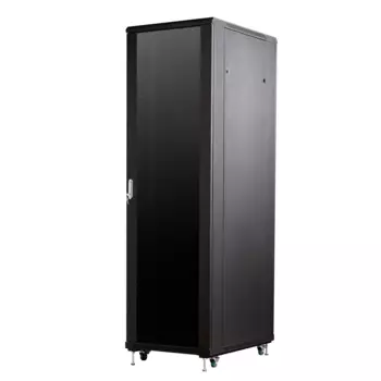 Шкаф телекоммуникационный напольный 22U 600x600 мм, стекло/металл, черный, разборный, SNR TFC (SNR-TFC-226060-GS-B-SF)