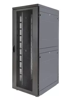 Шкаф телекоммуникационный напольный 48U 750x1200 мм, перфорация, черный, Eurolan Rackcenter D9000 (60F-48-7C-94BL)