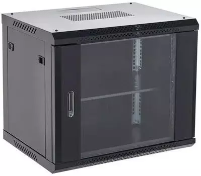 Шкаф телекоммуникационный настенный 12U 600x600 мм, стекло/металл, черный, разборный, Rexant 04-1266-112 (04-1266-112)