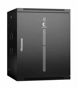 Шкаф телекоммуникационный настенный 15U 600x450, металл, черный, Cabeus SH-05F-15U60/45m-R-BK (SH-05F-15U60/45m-R-BK)