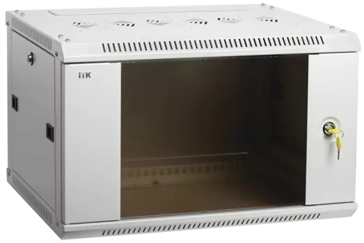 Шкаф телекоммуникационный настенный 18U 600x600 мм, стекло/металл, серый, разборный, ITK LINEA W (LWR3-18U66-GF)