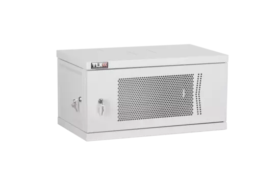 Шкаф телекоммуникационный настенный 6U 600x350 мм, перфорация, серый, разборный, TLK Lite TWI-066035-R-P-GY