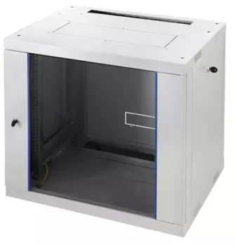 Шкаф телекоммуникационный настенный 6U 600x450 мм, стекло/металл, светло-серый, Eurolan Racknet F30 (60W-06-64-31GY)