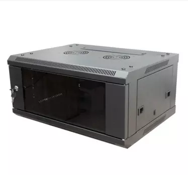 Шкаф телекоммуникационный настенный 6U 600x450 мм, стекло/металл, черный, разборный, Neomax NCB-WM6U-6045GK3-100-BK (NCB-WM6U-6045GK3-100-BK)